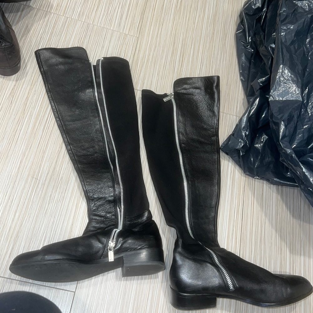 Leather knee high boots